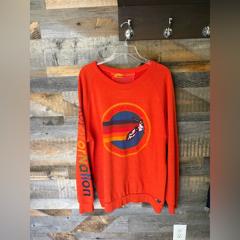 Aviator Nation Orange Logo Crewneck Sweatshirt
